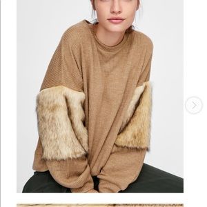Zara faux fur sleeve jumper